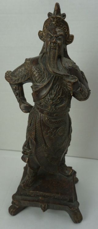 14 Inch Chinese Dragon Warrior Guan Gong Yu Wood Statue