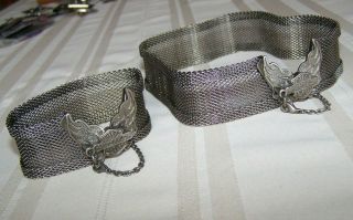 Harley Davidson Vintage Silver Chrome Large Mesh Choker Necklace & Bracelet Set