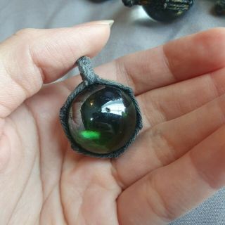 Green Naga Eye Ball Gem Crystal Pendant Thai Amulet High Miracle Holy Stone