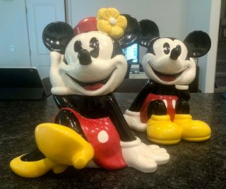 Vintage Treasure Craft Mickey & Minnie Mouse Cookie Jar Set