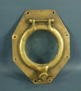Antique Nautical Boat Ship Hinged Solid Bronze Brass Octagonal Porthole