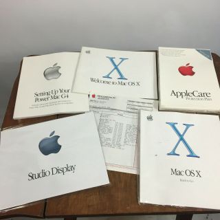 Vintage Apple Power Mac Os X G4 Computer Manuals Paper Work 2001 Apple Care