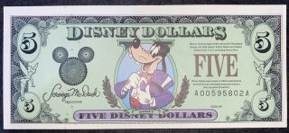 1997 25th Anniversary Series Disney Dollars $5 Goofy A Series Uncirculated