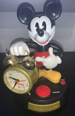 Vintage - Telemania Mickey Mouse Animated Talking Alarm Clock -