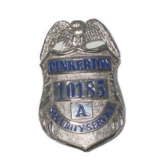 Vintage Pinkerton Security Services Metal Badge Obsolete Silver Tone 10185
