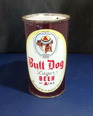 BULL DOG 45 - 21 Vintage Flat Top Beer Can White Top 3