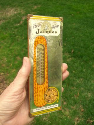 Vintage Jacques Hybrids Corn Seed Farm Advertising Thermometer