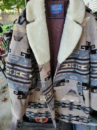 VTG Pendleton Western Wear Aztec Wool Jacket Size XL Sherpa 2