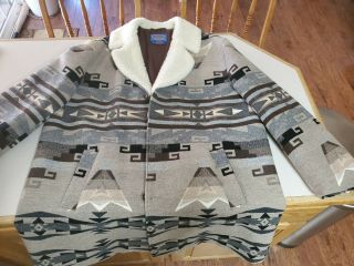 VTG Pendleton Western Wear Aztec Wool Jacket Size XL Sherpa 3