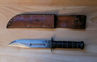 Vintage Ka - Bar Military Knife - 7 " Blade W/ Sheath