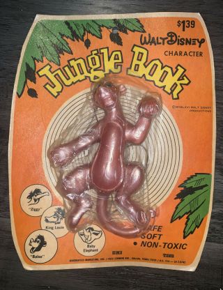 Vintage 1966 Disney Jungle Book Russ Berrie Bagherra Rubber Oily Jiggler Moc