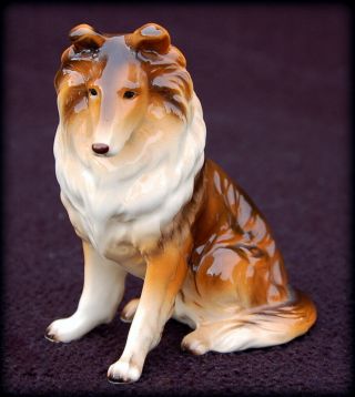 Vintage Rough Coat Collie Figurine 4 " Porcelain Dog Japan