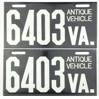 Virginia Antique Vehicle License Plate 6403 Porcelain Pair