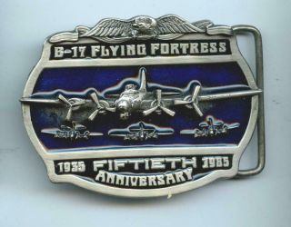 B - 17 Bomber Flying Fortress 50th Ww2 Solid Brass Belt Buckle Limited Edition 