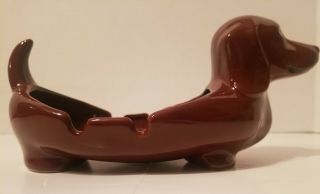 Vintage Dachshund Ceramic Ashtray Planter Wiener Dog Retro