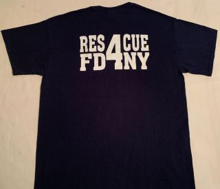 FDNY NYC Fire Department York City T - Shirt Sz L Rescue 4 Queens 3