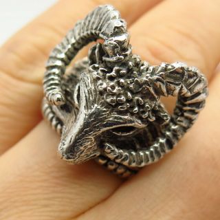 925 Sterling Silver Vintage Aries / Ram Design Ring Size 6 3/4