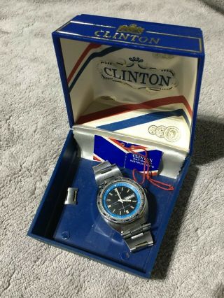 Vintage Clinton Day - Date 20 Atm Diver W/world Time Bezel