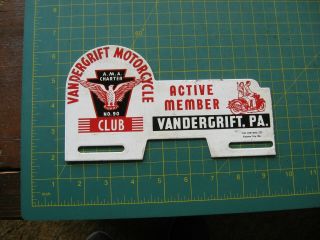 Vandergrift Pa Motorcycle Ama Club License Plate Topper Vintage Antique
