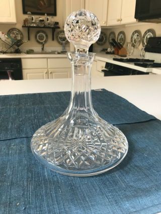 Vintage 10 " Waterford Lismore Cut Crystal Ships Decanter W/stopper Exclnt