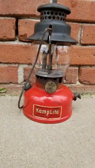 Vintage Red Kamplite Lantern Lrl2 Agm Co Parts Repair Single Mantle Gas