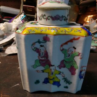 Antique Chinese Porcelain Tea Caddy Hand Painted