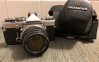 Vintage Olympus Om - 1 35mm Camera With Zuiko Om System 50mm Lens & Case