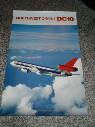 Old Northwest Orient Mcdonnell Douglas Dc - 10 Full Color Poster - 38 X 25 Inches