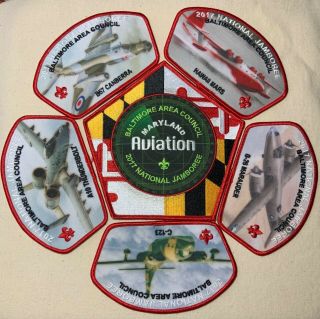 2017 Baltimore Area Council Boy Scout National Jamboree Jsp Patch Set Aviation