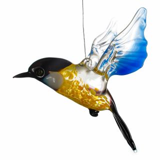 Glass Bird Figurine / Handmade Hand Blown Art Glass Bird Animal 4 "