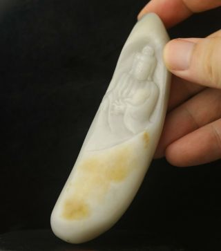 Old China Natural Hetian White Jade Hand - Carved Statue Of Buddha Guanyin
