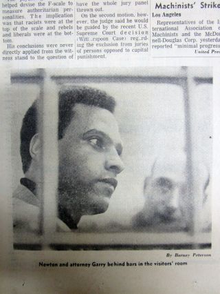 1968 Newspaper Black Panther Huey Newton On Trial For Murder Of A Police Officer