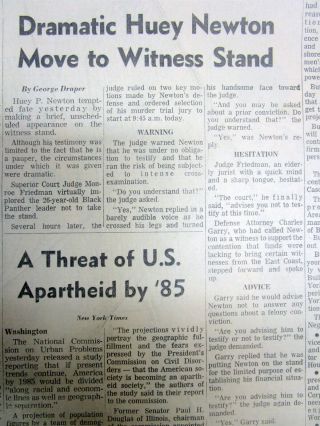 1968 newspaper Black Panther HUEY NEWTON on TRIAL for MURDER of a Police officer 3