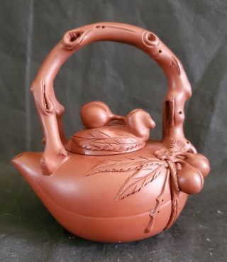 Vintage Chinese Yixing Zisha Teapot Double Signed High Detail