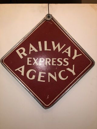 Vintage Railway Express Agency Metal Edge Double Sided Sign