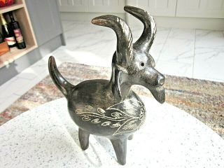 Oaxacan Mexican Hand Black Clay Pottery Goat Figure Hand Made