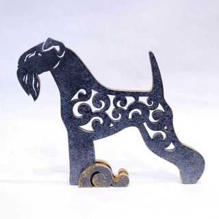 Kerry Blue Terrier Dog Wood Figurine Unique Gift Hand - Painted
