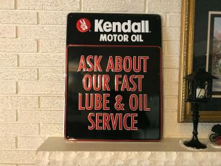 Vintage Kendall Motor Oil Embossed Metal Sign 18 X 24  Fast Lube & Oil Service