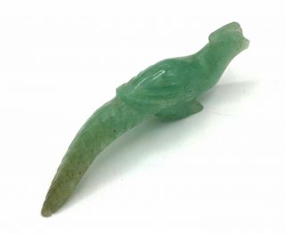 Vintage Miniature Light Green Jade Pheasant Bird Hand Carved Figurine 2