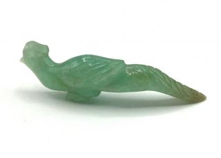 Vintage Miniature Light Green Jade Pheasant Bird Hand Carved Figurine 3