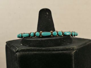 Zuni Turquoise Ingot Silver Dot - Dash Row Bracelet 11 Gms Vintage Tucson Estate