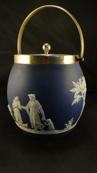 Vintage Eary Circ 1800 Wedgewood Blue Biscuit Barrell