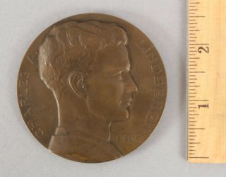 Antique 1927 Charles Lindbergh Spirt St.  Louis Aviation Bronze Medallion Medal