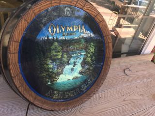 Vintage Rare Olympia Beer Lighted Motion Barrel Bar Sign 1979