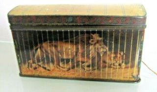 Vintage Crumpsall Cws Old Biscuits Tin Cage Lions Tigers Circus Cage Rare