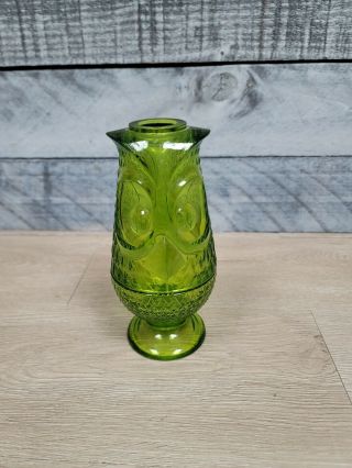 Vintage Viking Glass Green Owl Fairy Candle Lamp 2 - Pc Tea - Light Holder