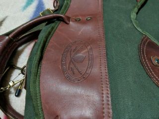 Vtg ORVIS BATTENKILL GARMENT BAG Green Canvas Brown Leather Folding Luggage 3