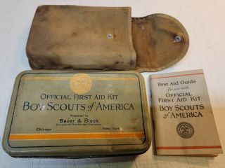 Vintage Boy Scouts Of America Official First Aid Kit With 1928 First Aid Guide