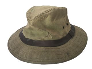 Vintage Cc Filson Tin Cloth Packer Hat Waxed Cotton Canvas Tan Hunt Fish Xl Usa
