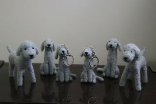 Needle Felted Bedlington Terriers Keyrings And Models Uk Postage